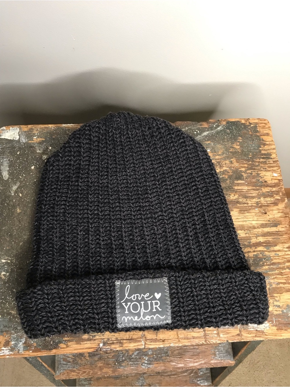 Love Your Melon Black Ribbed Knit Cuffed Style Beanie
